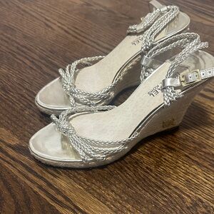 MICHAEL Michael Kors Silver Braided Wedges